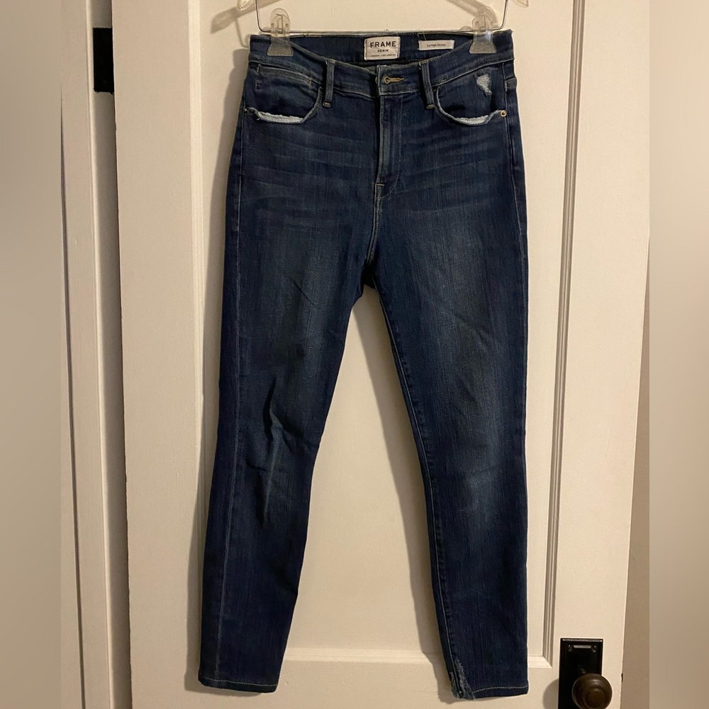 Frame Denim Le High Skinny Jeans Dark Blue Size 29